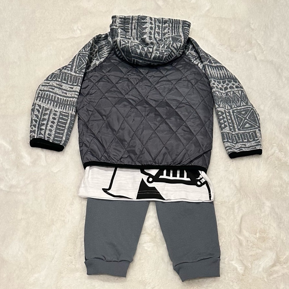Star Wars Kids Boys 3-pc Sweater Fleece Set Hoodie+shirt+pants Size 4T - Picture 11 of 13